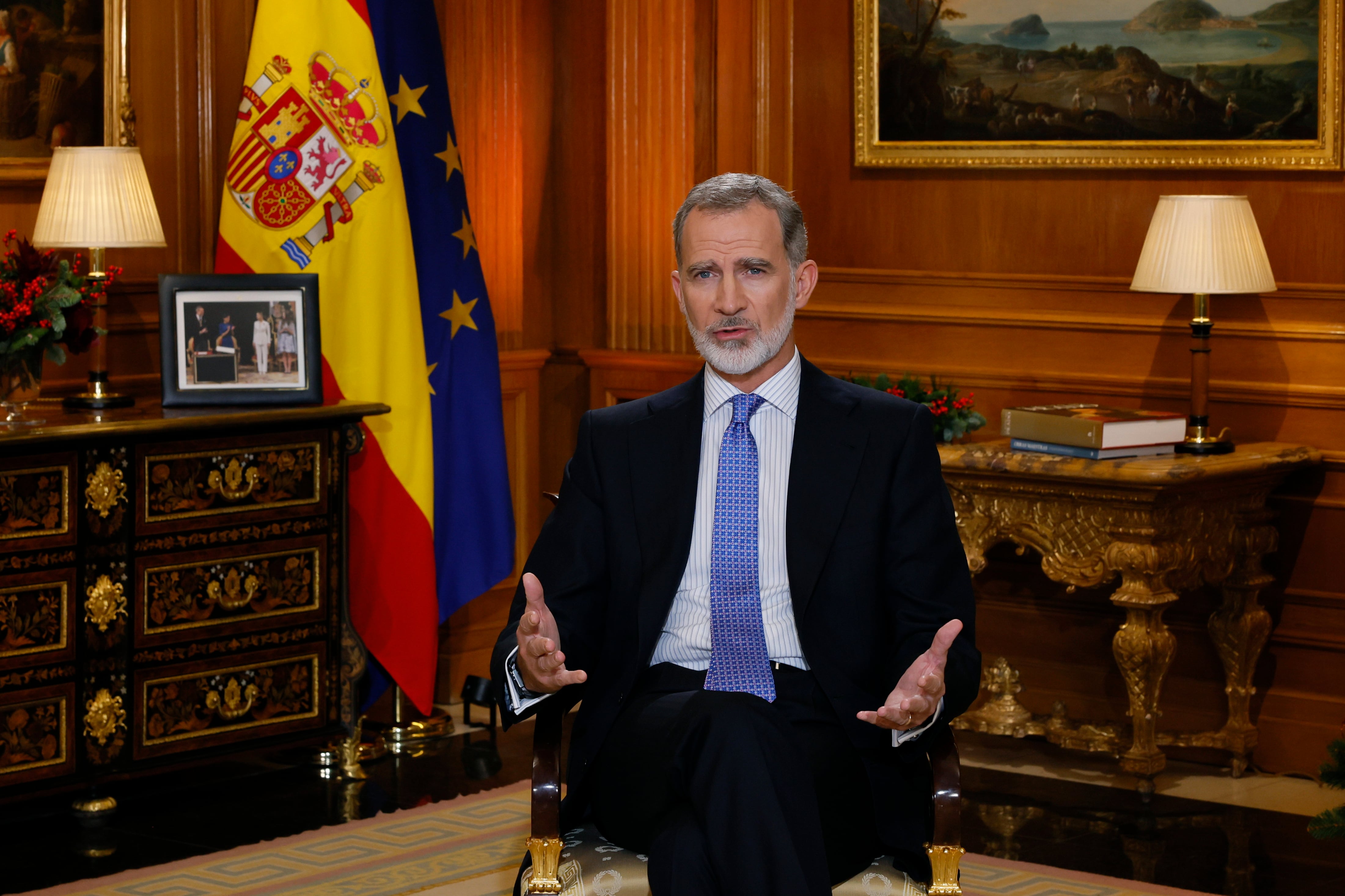 El rey Felipe VI en su tradicional mensaje de Navidad, el décimo de su reinado.