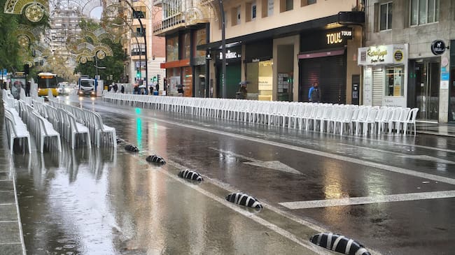 Las sillas para la cabalgata en la Gran Vía