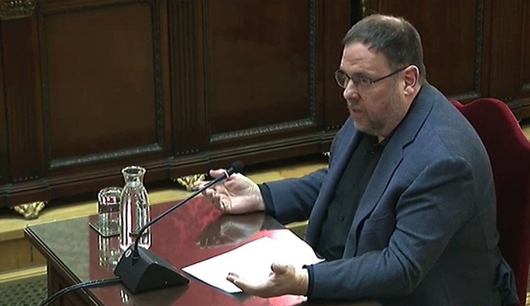 Oriol Junqueras, durante el juicio del Procés