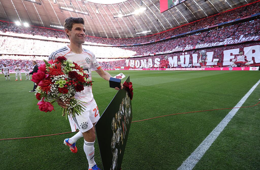 Thomas Müller en su último partido en el Allianz Arena como jugador del Bayer de Münich.