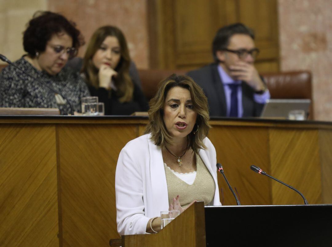 La secretaria general y presidenta del grupo parlamentario del PSOE-A, Susana Díaz