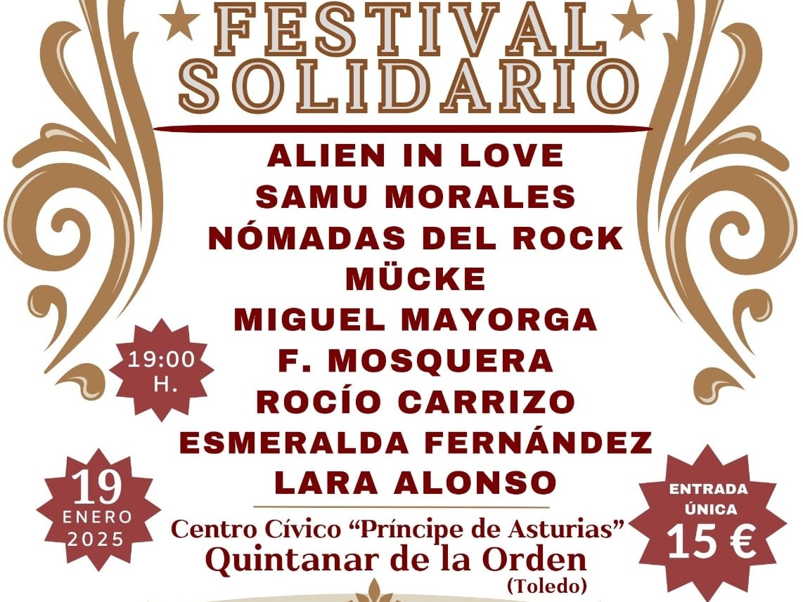 Cartel del festival solidario de Quintanar de la Orden