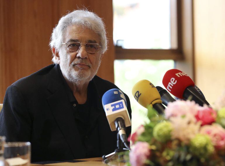 Plácido Domingo durante la rueda de prensa de presentación en la Escuela de Música Reina Sofía.