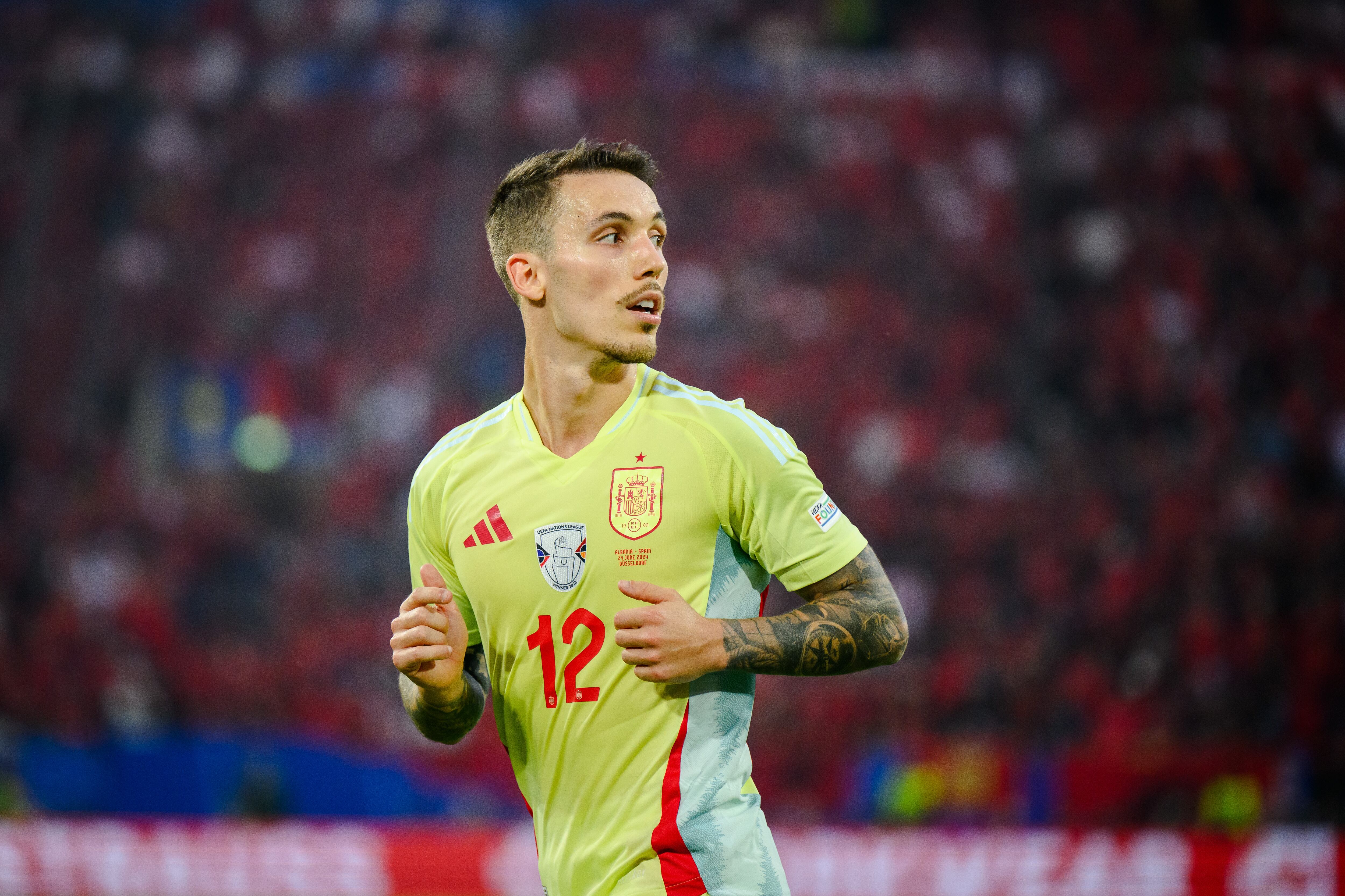 Alejandro Grimaldo durante el partido de la fase de grupos de la Eurocopa 2024 entre España y Albania