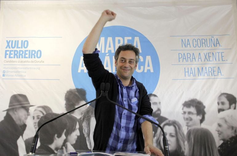 El candidato de Marea Atlántica al concello de A Coruña, Xulio Ferreiro, comparece tras conocerse los resultados de las elecciones municipales. EFE/Cabalar