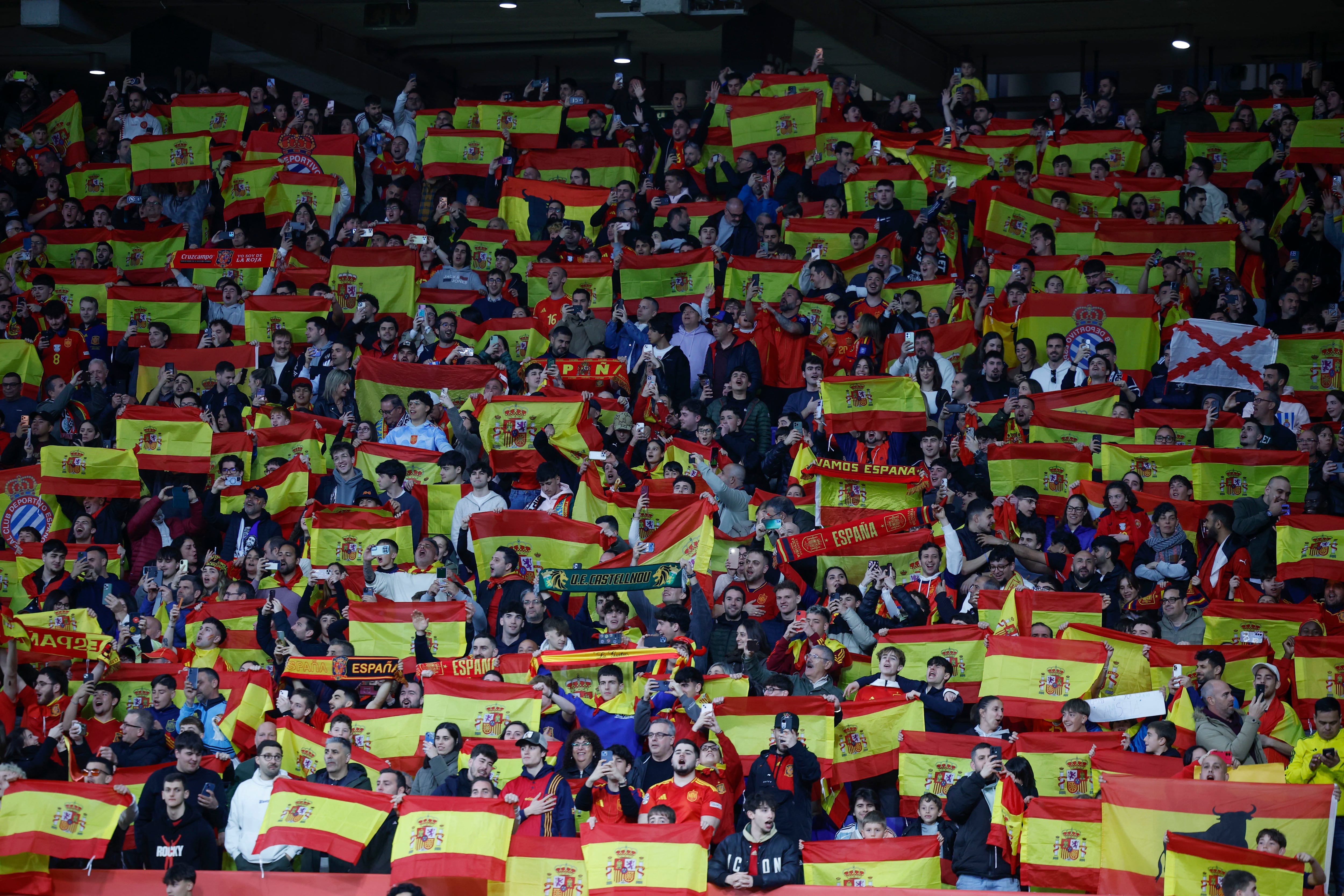 Aficionados españoles durante el partido amistoso que las selecciones de España y Egipto 