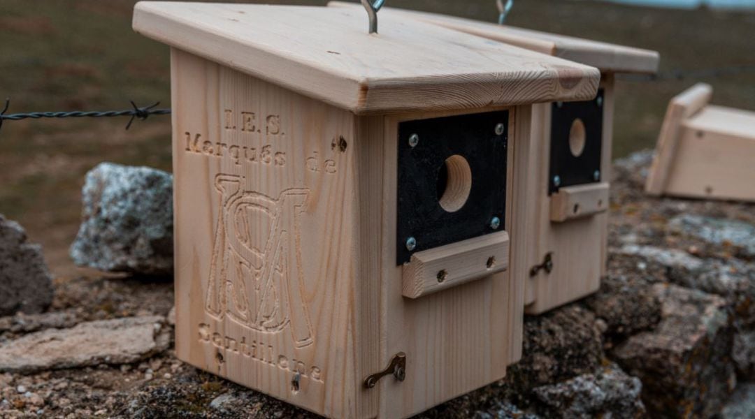 Los alumnos de las Aulas de Compensación Educativa del IES Marqués de Santillana mantienen la instalación de las cajas nido 