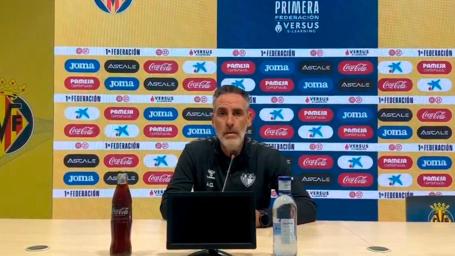 Abel Gómez en rueda de prensa tras el Villarreal B - Antequera CF