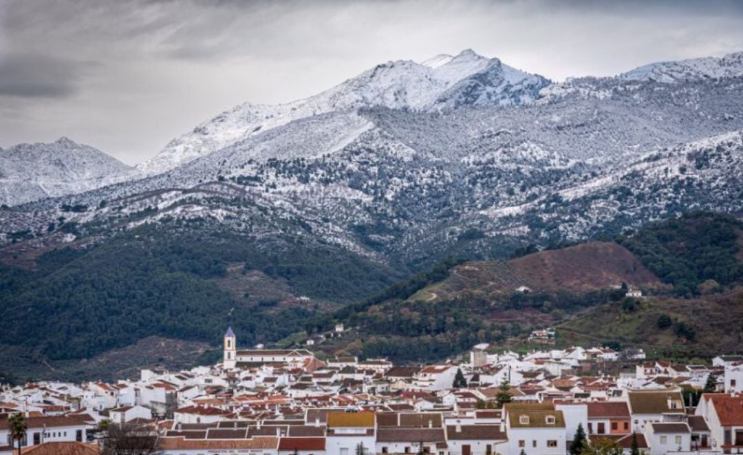 La Sierra de las Nieves cubierta de nieve este lunes