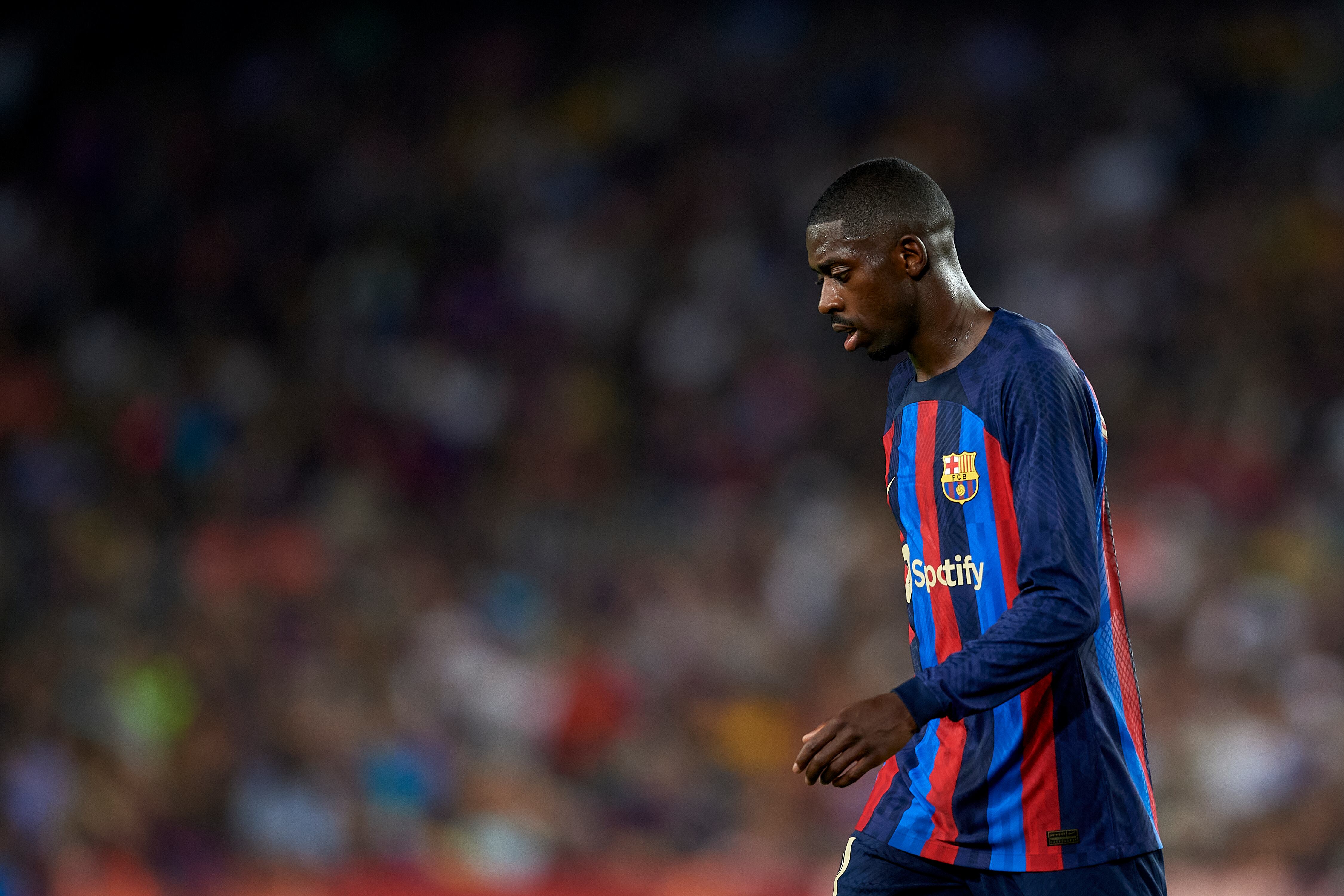 Dembélé, durante el choque entre el FC Barcelona y el Rayo Vallecano.