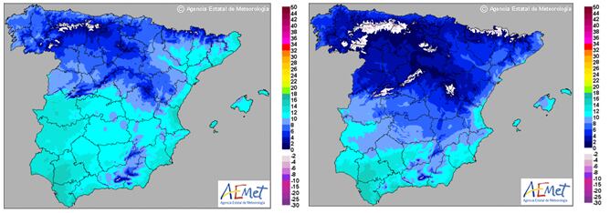 Aemet avisa con alerta amarilla el viernes por lluvias a zonas del este peninsular y por nieve el sábado en las provincias del norte de la Península