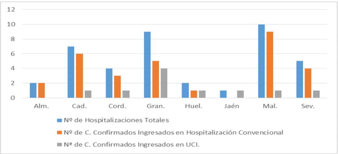 Hospitalizados por covid-19 en Andalucía a 25 de junio de 2020