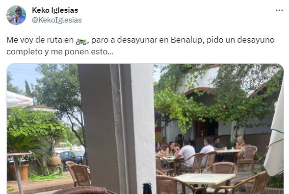 El usuario de Twitter ha desvelado cuánto le costó desayunar Benalup