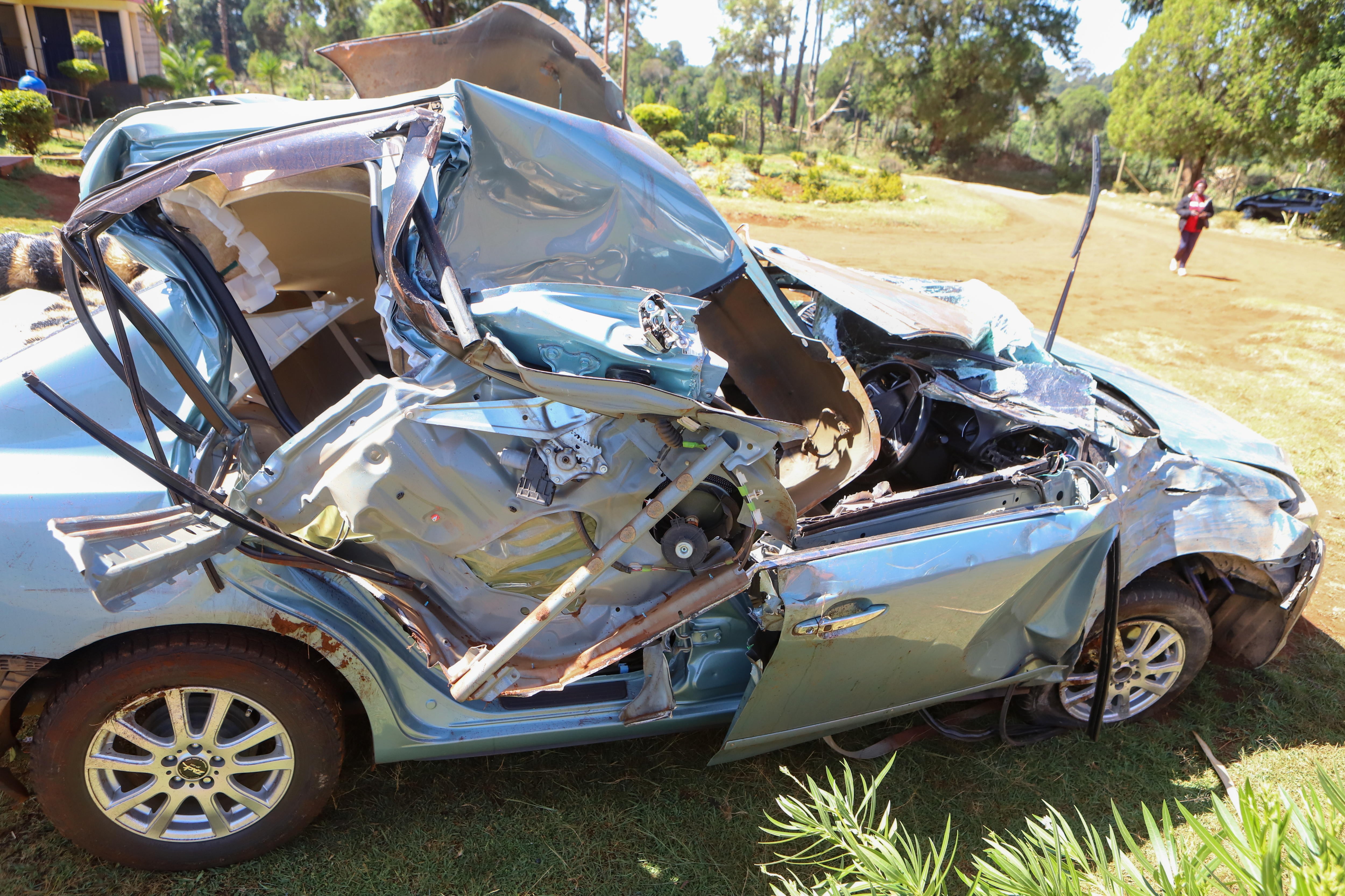 Imagen del coche donde Kiptum viajaba cuando tuvo el accidente mortal