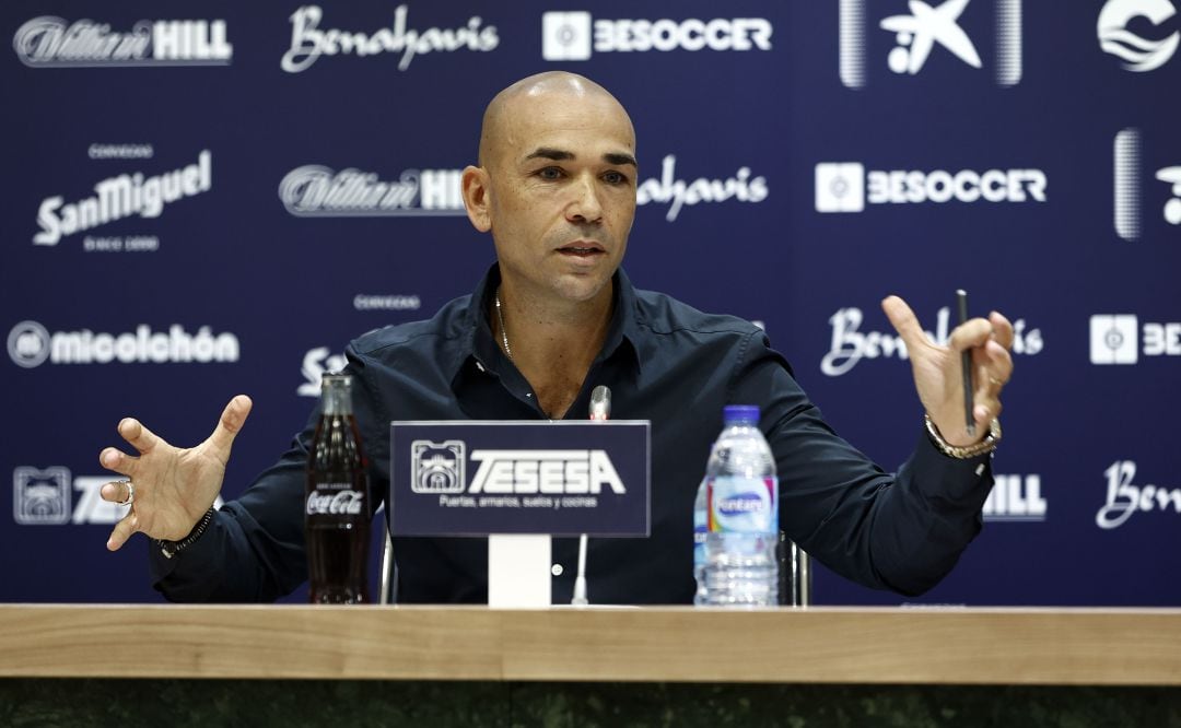 Manolo Gaspar, en la sala de prensa de La Rosaleda