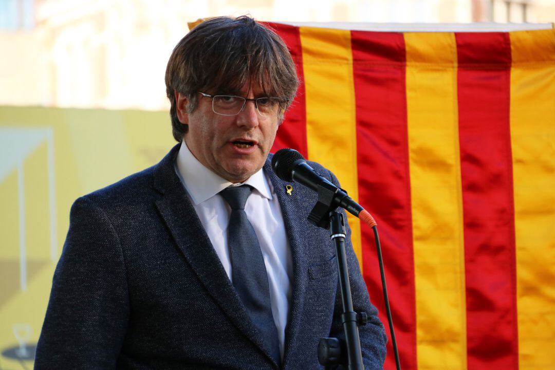 Puigdemont durante el acto de celebración de la Diada en Bélgica.