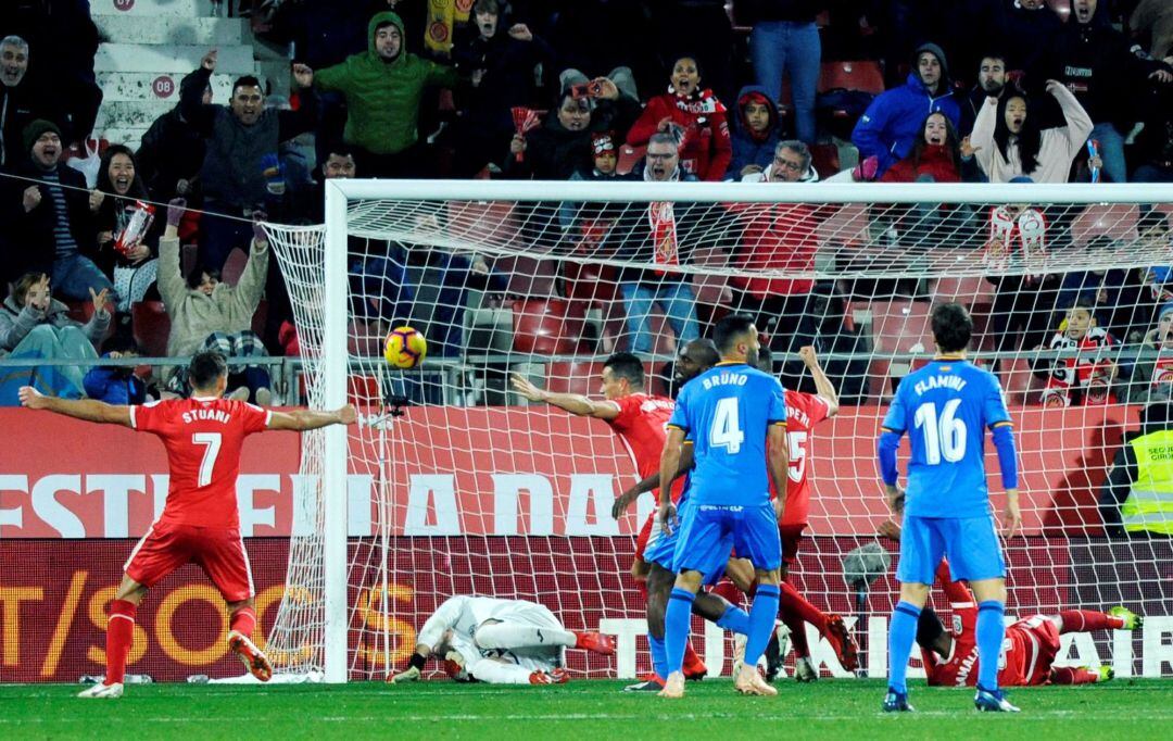 El Girona celebra el gol del empate