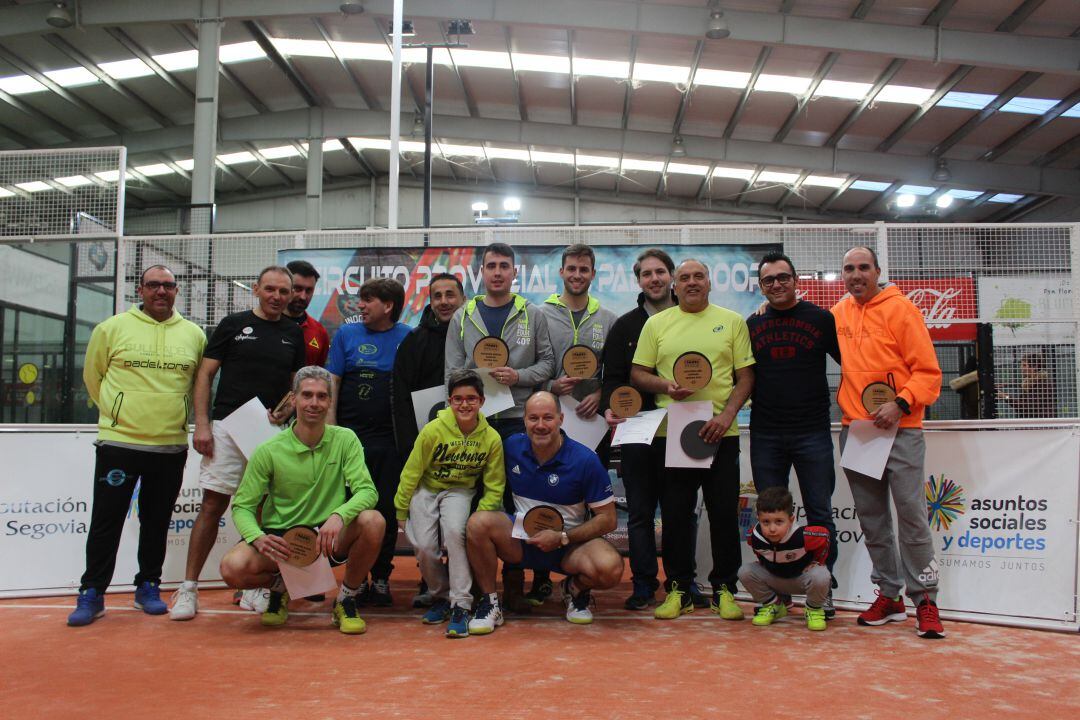 Cuadro de ganadores del torneo masculino del Circuito Provincial de Pádel celebrado este fin de semana en Valverde del Majano