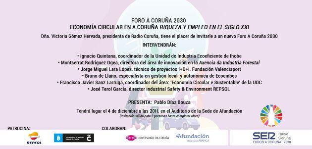 Entrada Foro A Coruña 2030 sobre Economía Circular