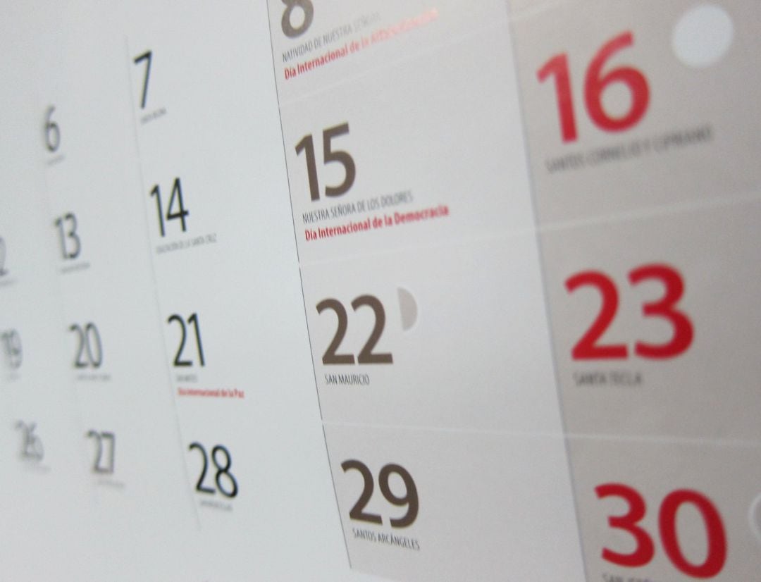 Calendario laboral, fiestas.