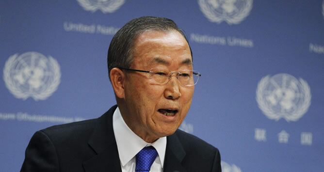 El secretario general de la ONU, Ban Ki Moon, durante una rueda de prensa en Nueva York.