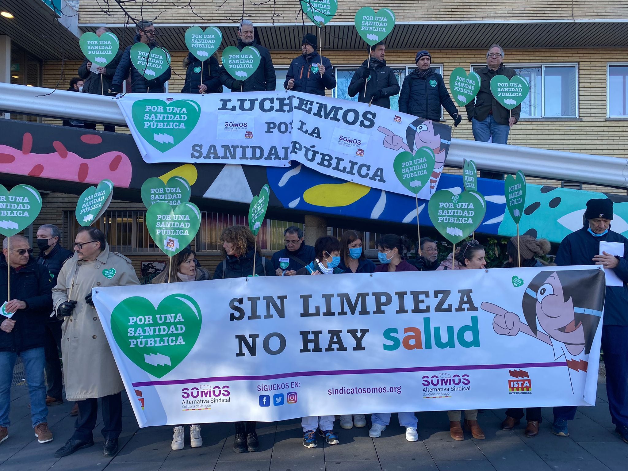 Concentración del servicio de limpieza del Hospital Materno Infantil de Zaragoza.