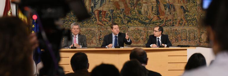 García-Page durante su intervención este jueves en la firma de un convenio con la Fundación Europea para la Sociedad de la Información