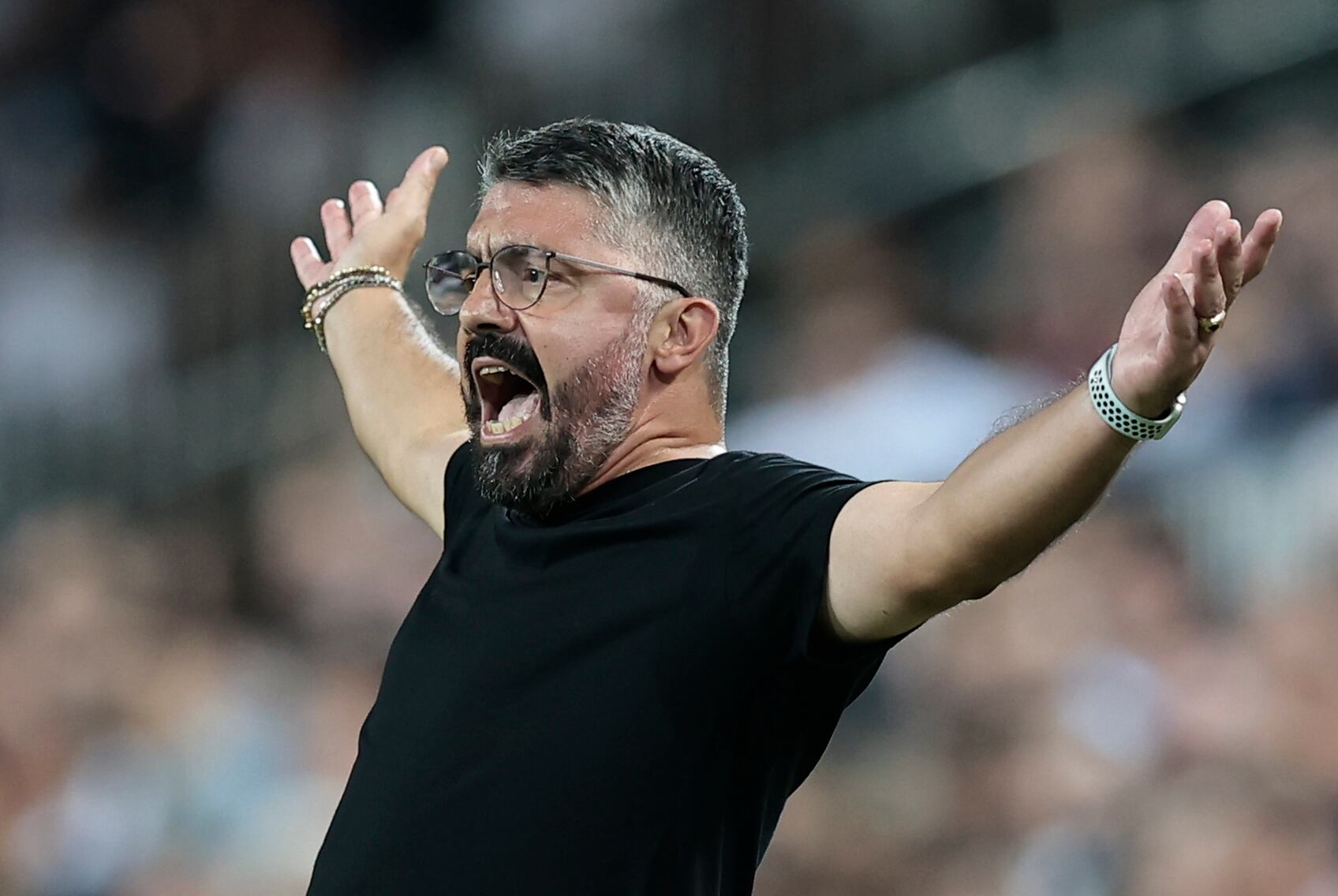 Gattuso, durante el partido ante el Barça.