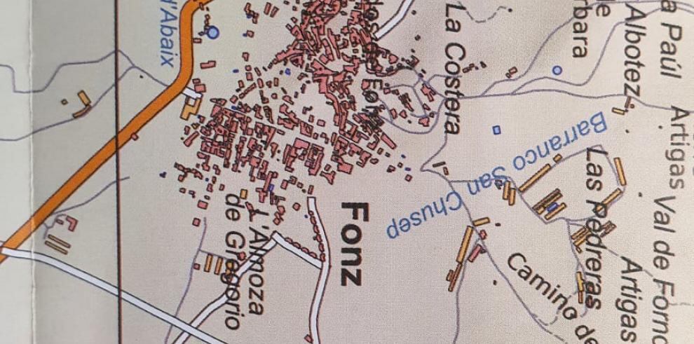 Mapa toponimia de Fonz