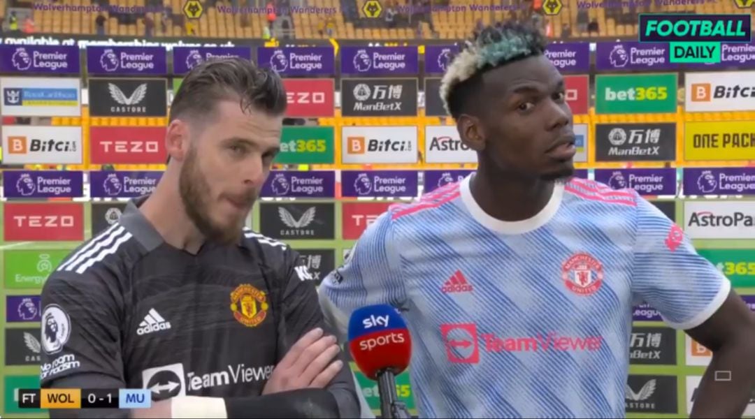 De Gea y Paul Pogba bromean en su entrevista post-partido