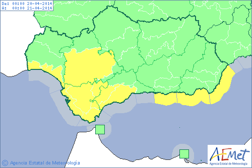 Mapa de previsiones para este domingo de Resurección en Andalucía