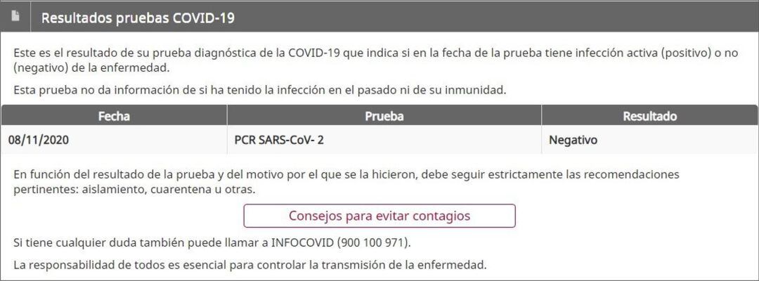 El Servicio de Salud permite consultar el resultado de las pruebas diagnósticas de la COVID en la historia clínica del Portal del Paciente.