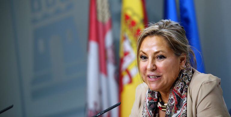 Rosa Valdeón, portavoz de la Junta, durante la rueda de prensa posterior al Consejo de Gobierno