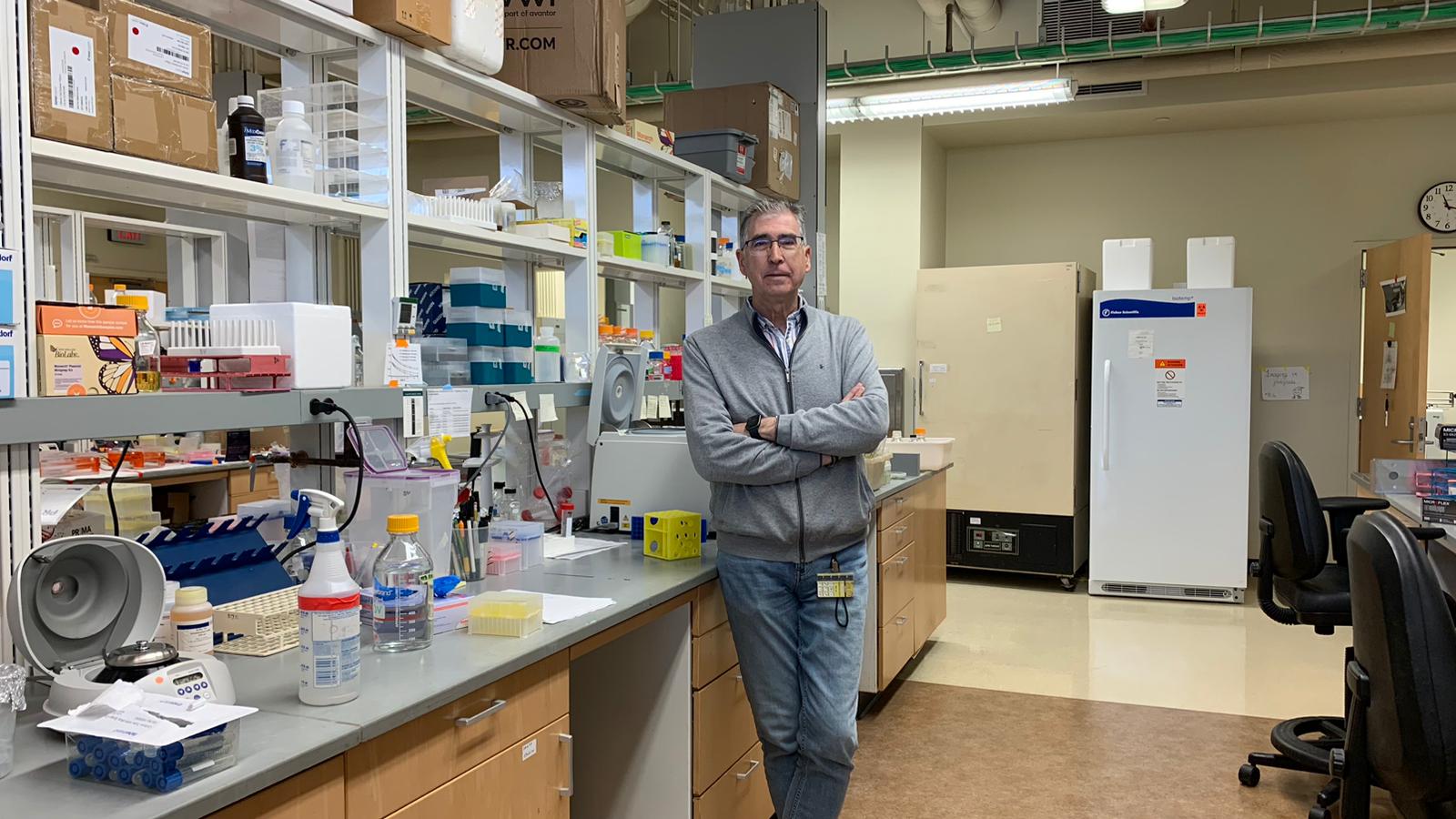 El investigador del Instituto de Agricultura Sostenible del CSIC, Francisco Barro, en un laboratorio de Minneapolis (EE.UU.)