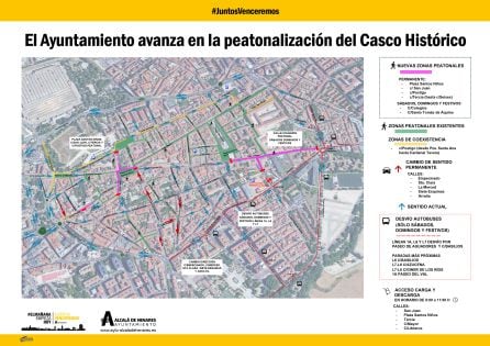 Mapa de peatonalización del casco histórico