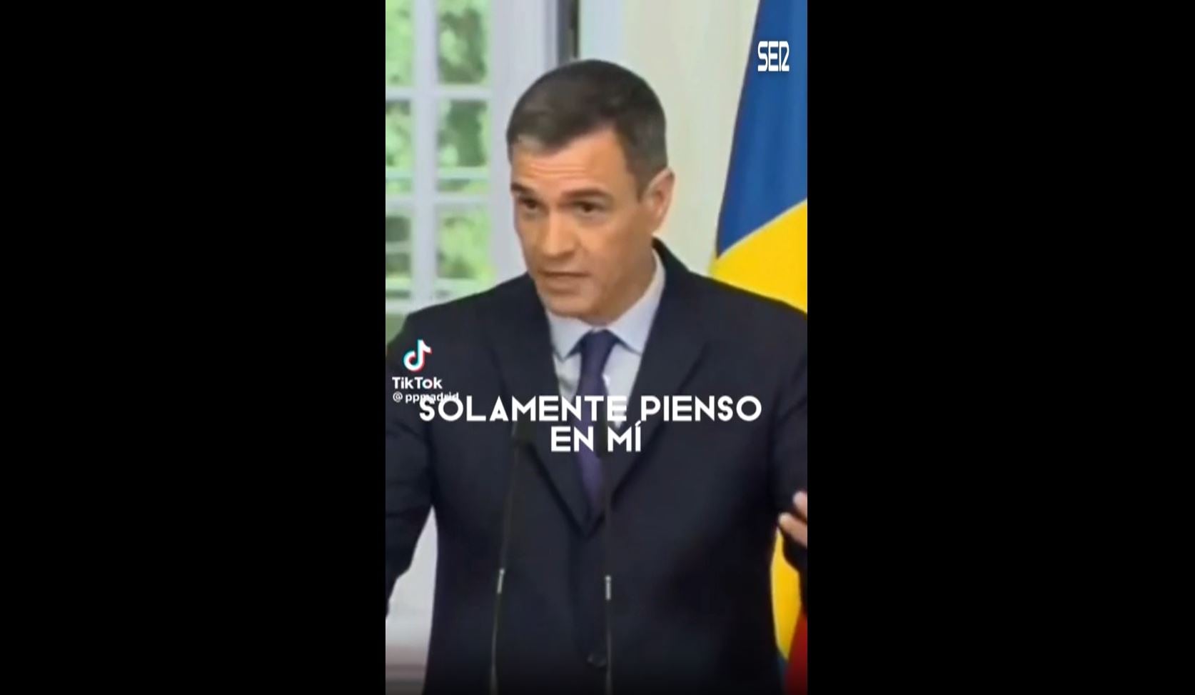 Un fotograma del vídeo falso de Pedro Sánchez difundido a través de las redes sociales.