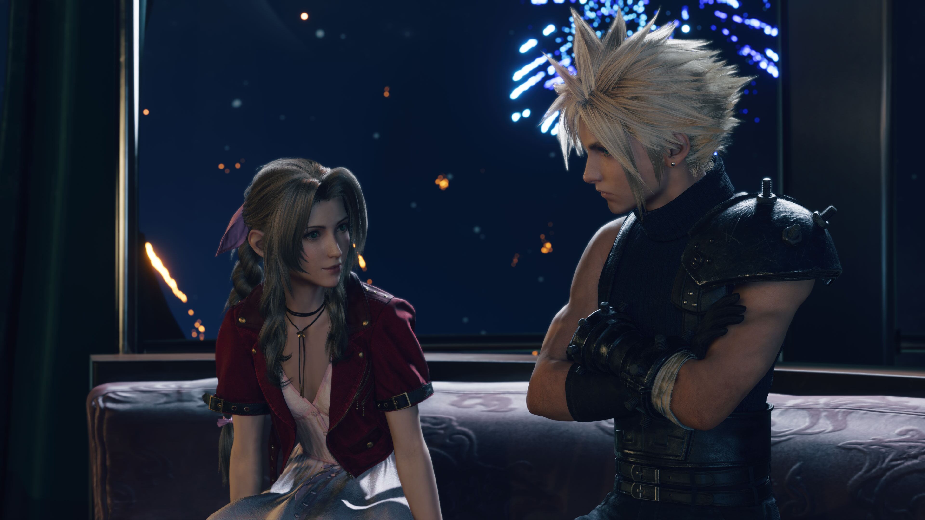 Aeris y Cloud en Gold Saucer