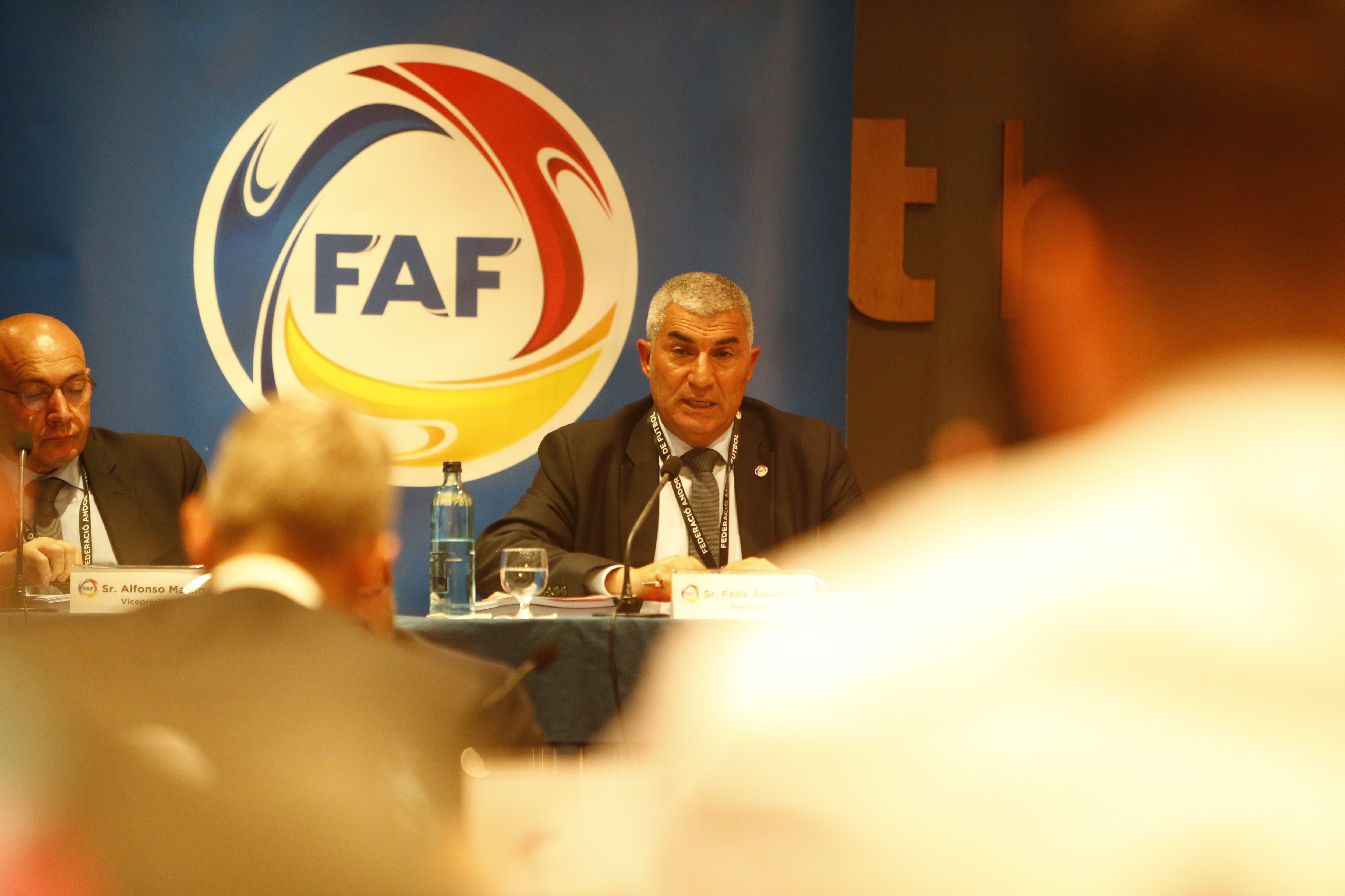 El president de la FAF, Fèlix Álvarez, durant l'assemblea general celebrada aquest dijous.