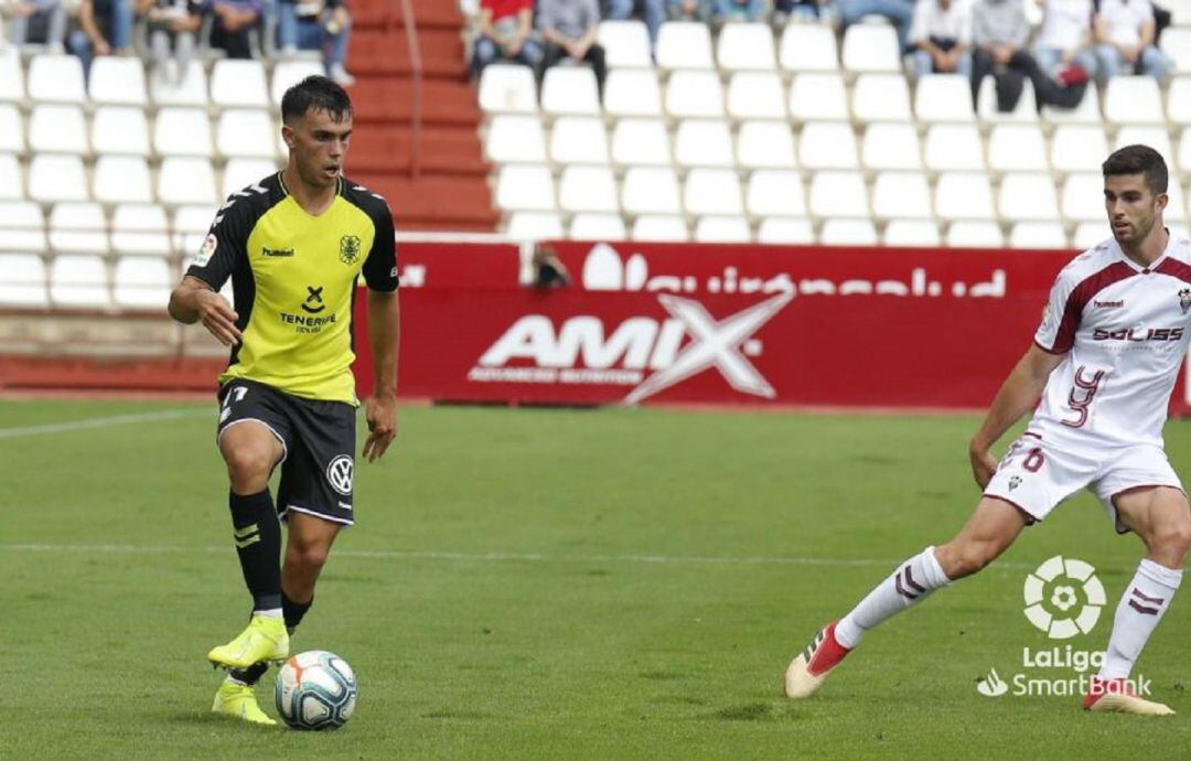 El atacante blanquiazul en el encuentro ante el Albacete en el Carlos Belmonte