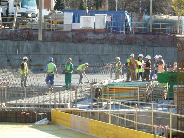 Treballadors de la construcció en una obra