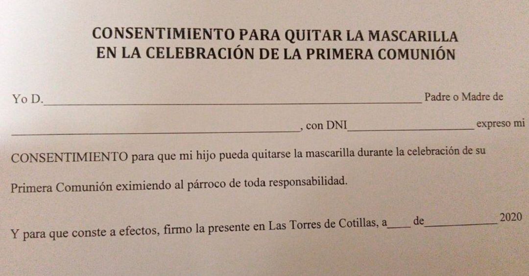 El documento que se ha entregado a los padres