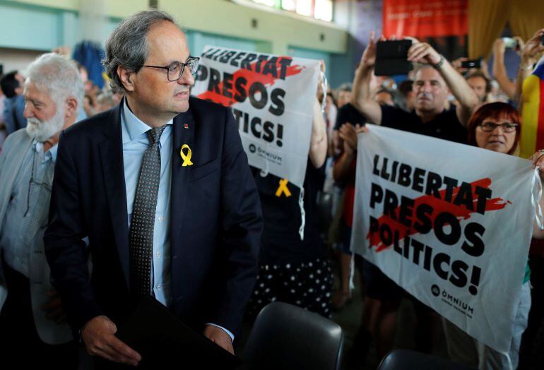 El presidente de la Generalitat de Cataluña, Quim Torra, asiste a la clausura de la 50 edición de la Universitat Catalana d&#039;Estiu.