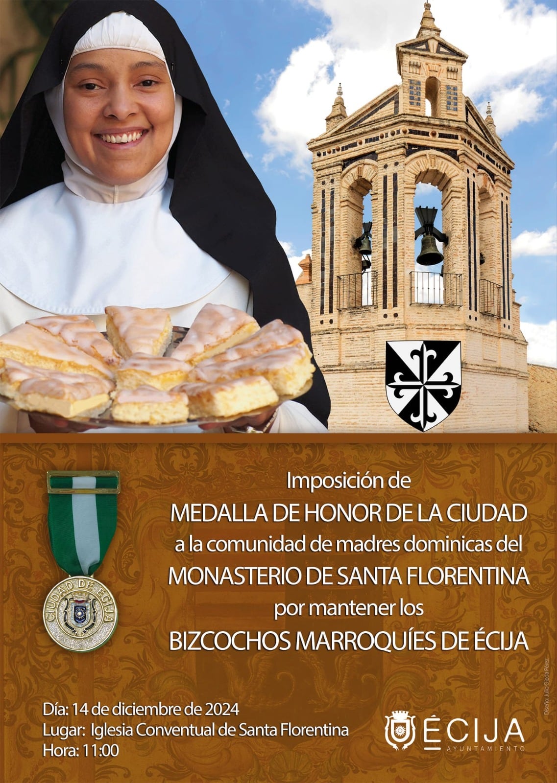 Cartel de la concesión de la Medalla de Honor de Écija a las monjas dominicas de Santa Florentina