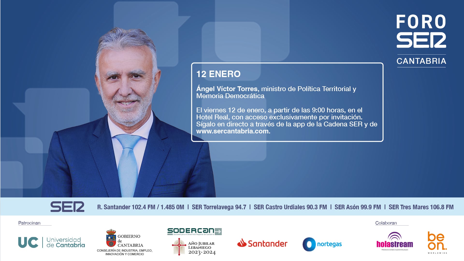 Foro SER Cantabria inicia 2024 con la participación del ministro de Política Territorial y Memoria Democrática.