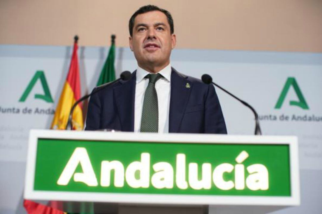 Moreno Bonilla durante su comparecencia este domingo en Sevilla