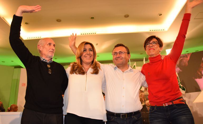 Susana Díaz con los cabezas de lista por Málaga