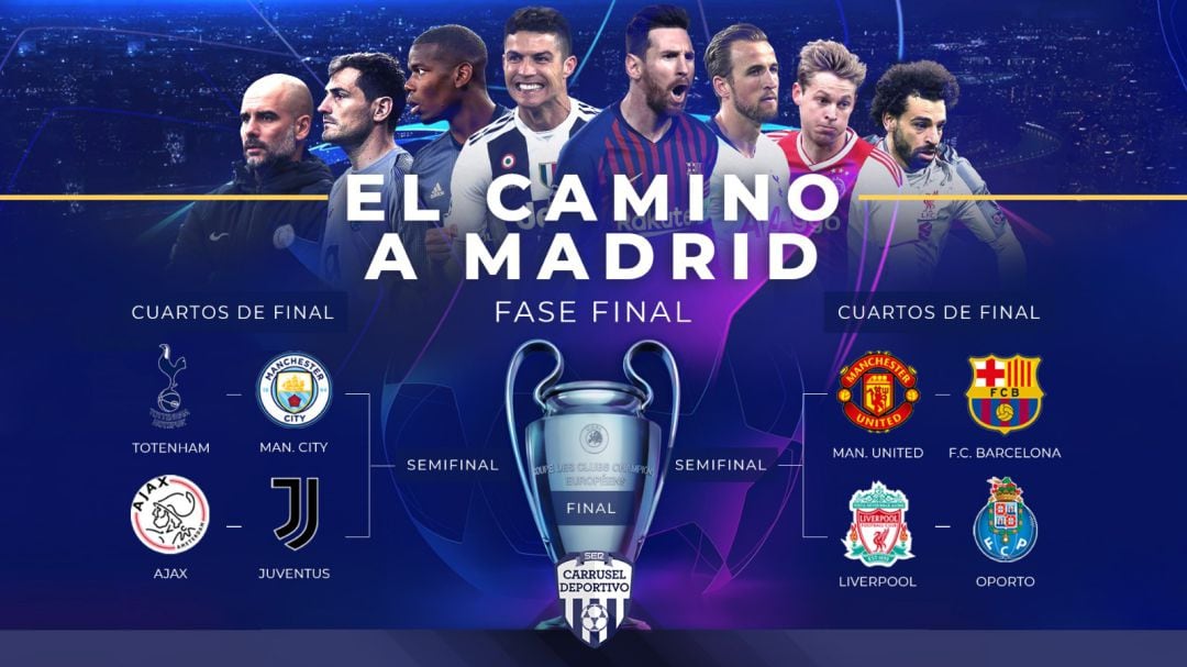 Así quedaron los cruces de los cuartos de final de Champions League.