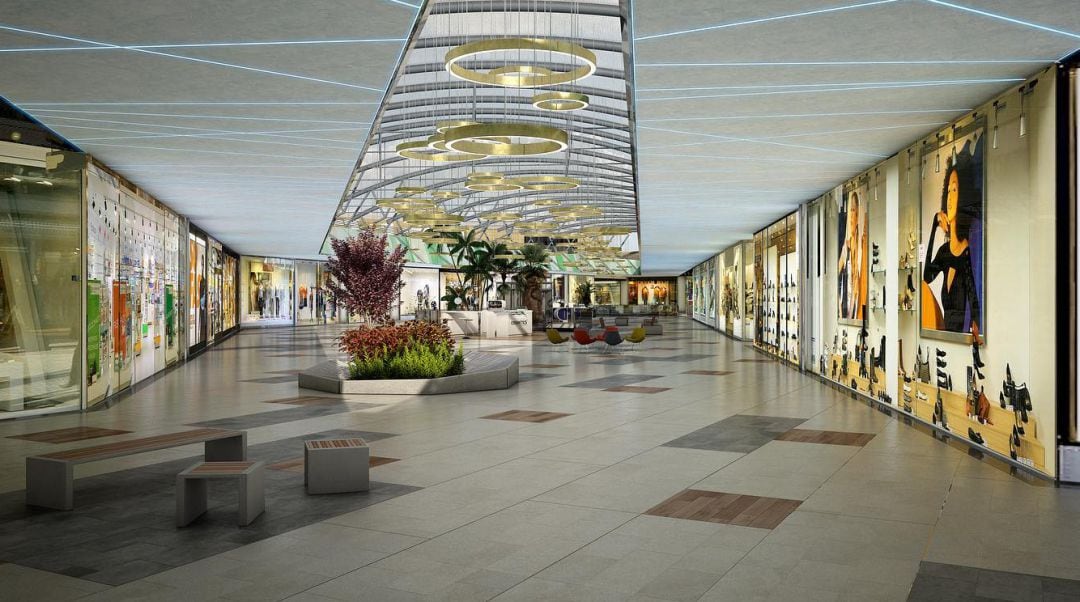 Previsión de como será el interior del Centro Comercial Jaén Plaza.