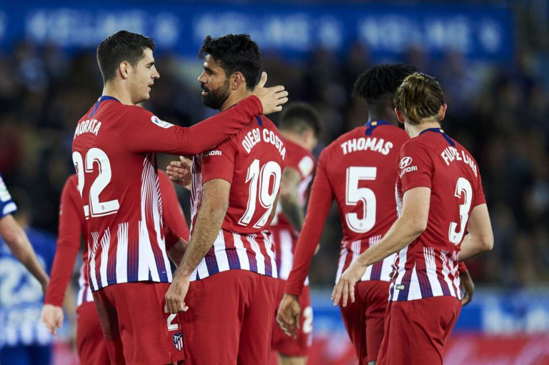 Morata y Costa celebran un gol la pasada temporada