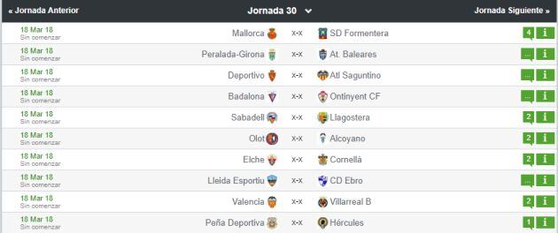 Jornada 30 Grupo III segunda b